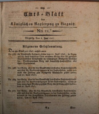 Amts-Blatt der Preußischen Regierung zu Liegnitz Samstag 4. Juni 1825
