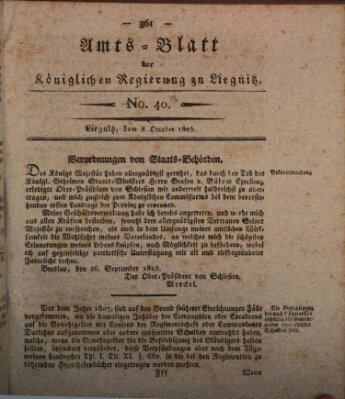 Amts-Blatt der Preußischen Regierung zu Liegnitz Samstag 8. Oktober 1825