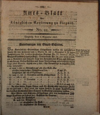 Amts-Blatt der Preußischen Regierung zu Liegnitz Samstag 5. November 1825