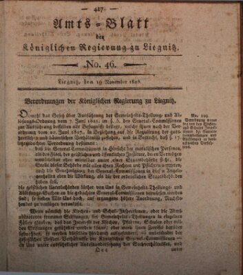 Amts-Blatt der Preußischen Regierung zu Liegnitz Samstag 19. November 1825