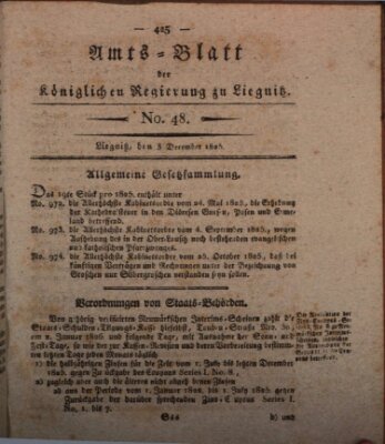 Amts-Blatt der Preußischen Regierung zu Liegnitz Samstag 3. Dezember 1825