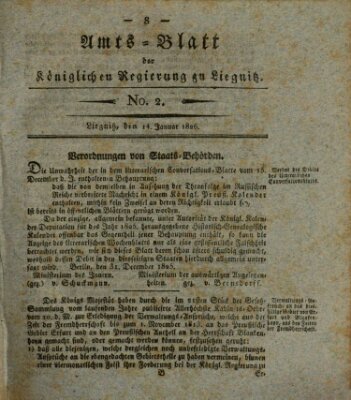 Amts-Blatt der Preußischen Regierung zu Liegnitz Samstag 14. Januar 1826