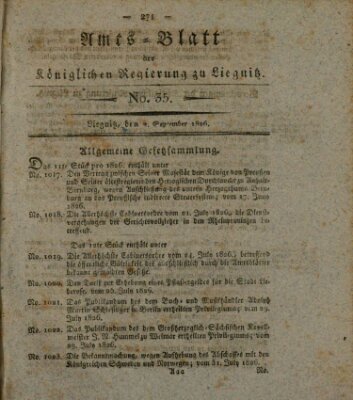 Amts-Blatt der Preußischen Regierung zu Liegnitz Samstag 2. September 1826