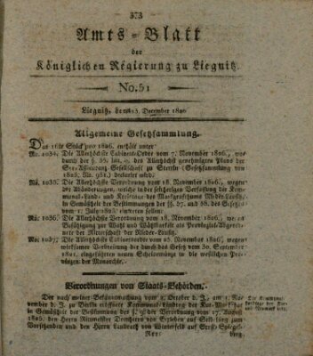 Amts-Blatt der Preußischen Regierung zu Liegnitz Samstag 23. Dezember 1826