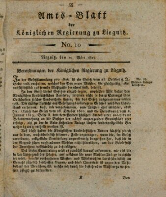 Amts-Blatt der Preußischen Regierung zu Liegnitz Samstag 10. März 1827