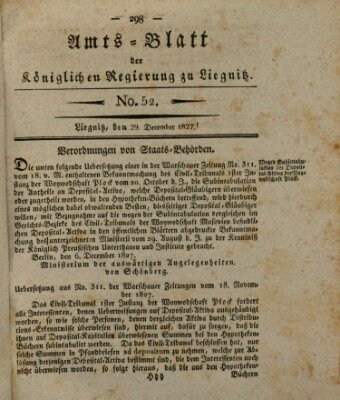Amts-Blatt der Preußischen Regierung zu Liegnitz Samstag 29. Dezember 1827