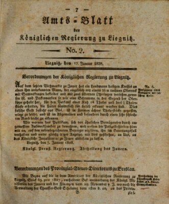 Amts-Blatt der Preußischen Regierung zu Liegnitz Samstag 12. Januar 1828