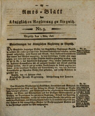 Amts-Blatt der Preußischen Regierung zu Liegnitz Samstag 1. März 1828