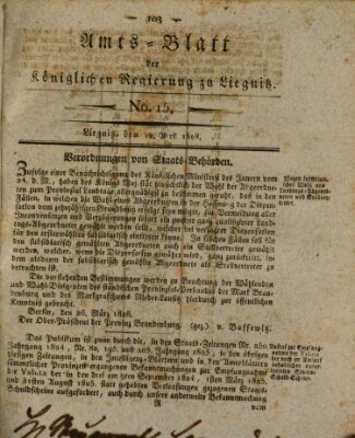 Amts-Blatt der Preußischen Regierung zu Liegnitz Samstag 12. April 1828