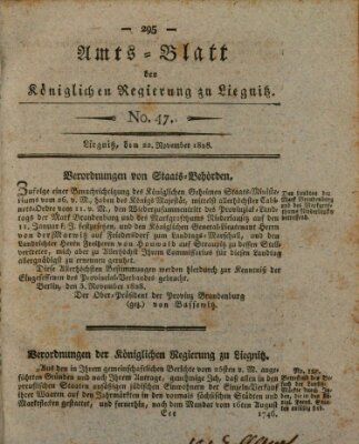 Amts-Blatt der Preußischen Regierung zu Liegnitz Samstag 22. November 1828
