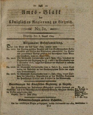 Amts-Blatt der Preußischen Regierung zu Liegnitz Samstag 8. August 1829