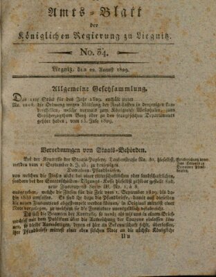 Amts-Blatt der Preußischen Regierung zu Liegnitz Samstag 22. August 1829