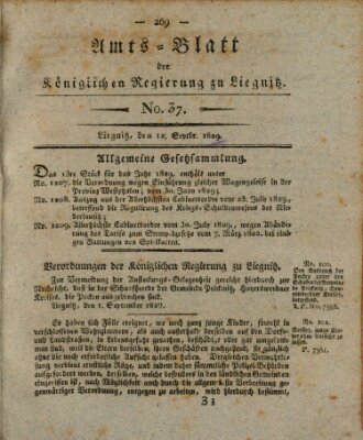 Amts-Blatt der Preußischen Regierung zu Liegnitz Samstag 12. September 1829