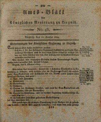 Amts-Blatt der Preußischen Regierung zu Liegnitz Samstag 24. Oktober 1829