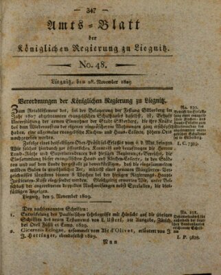 Amts-Blatt der Preußischen Regierung zu Liegnitz Samstag 28. November 1829