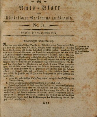 Amts-Blatt der Preußischen Regierung zu Liegnitz Samstag 19. Dezember 1829