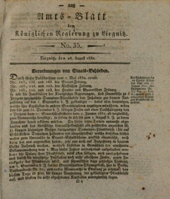 Amts-Blatt der Preußischen Regierung zu Liegnitz Samstag 28. August 1830