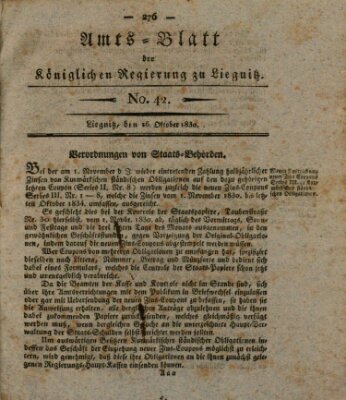 Amts-Blatt der Preußischen Regierung zu Liegnitz Samstag 16. Oktober 1830