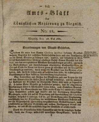 Amts-Blatt der Preußischen Regierung zu Liegnitz Samstag 28. Mai 1831