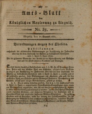 Amts-Blatt der Preußischen Regierung zu Liegnitz Samstag 10. September 1831