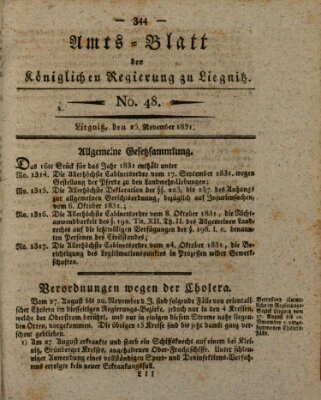 Amts-Blatt der Preußischen Regierung zu Liegnitz Samstag 26. November 1831