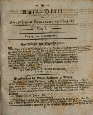 Amts-Blatt der Preußischen Regierung zu Liegnitz Samstag 4. Februar 1832