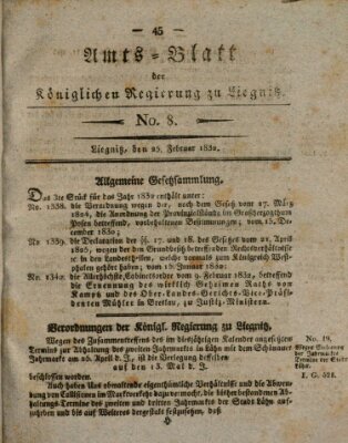 Amts-Blatt der Preußischen Regierung zu Liegnitz Samstag 25. Februar 1832