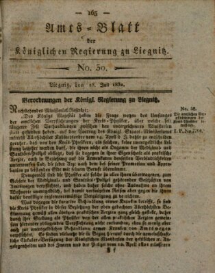 Amts-Blatt der Preußischen Regierung zu Liegnitz Samstag 28. Juli 1832