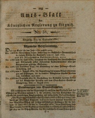 Amts-Blatt der Preußischen Regierung zu Liegnitz Samstag 22. September 1832