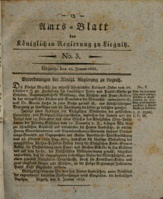 Amts-Blatt der Preußischen Regierung zu Liegnitz Samstag 19. Januar 1833