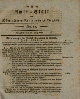 Amts-Blatt der Preußischen Regierung zu Liegnitz Samstag 23. März 1833