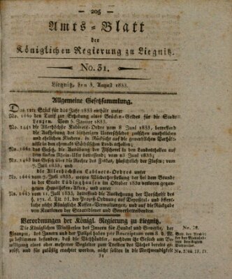 Amts-Blatt der Preußischen Regierung zu Liegnitz Samstag 3. August 1833