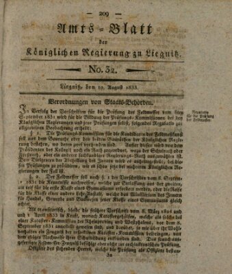 Amts-Blatt der Preußischen Regierung zu Liegnitz Samstag 10. August 1833