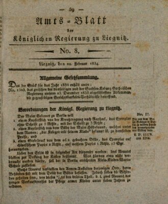 Amts-Blatt der Preußischen Regierung zu Liegnitz Samstag 22. Februar 1834