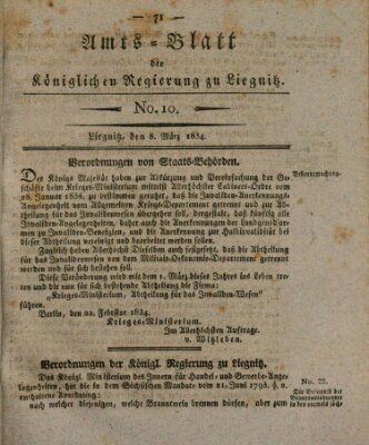 Amts-Blatt der Preußischen Regierung zu Liegnitz Samstag 8. März 1834