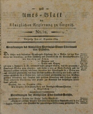 Amts-Blatt der Preußischen Regierung zu Liegnitz Samstag 27. Dezember 1834