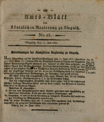 Amts-Blatt der Preußischen Regierung zu Liegnitz Samstag 11. Juli 1835