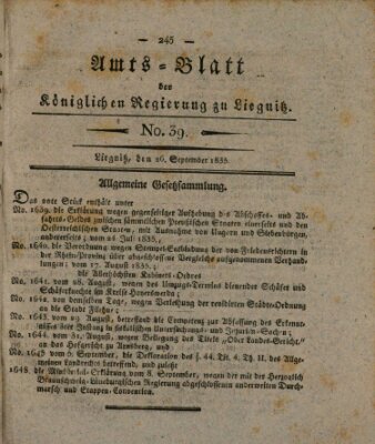 Amts-Blatt der Preußischen Regierung zu Liegnitz Samstag 26. September 1835