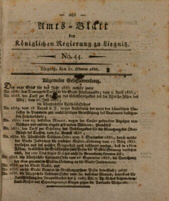 Amts-Blatt der Preußischen Regierung zu Liegnitz Samstag 31. Oktober 1835