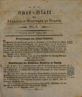 Amts-Blatt der Preußischen Regierung zu Liegnitz Samstag 16. Januar 1836