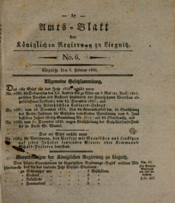 Amts-Blatt der Preußischen Regierung zu Liegnitz Samstag 6. Februar 1836