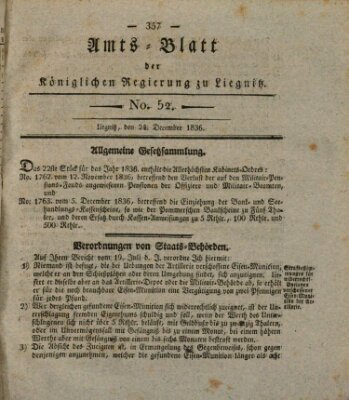 Amts-Blatt der Preußischen Regierung zu Liegnitz Samstag 24. Dezember 1836