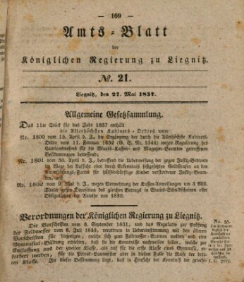 Amts-Blatt der Preußischen Regierung zu Liegnitz Samstag 27. Mai 1837
