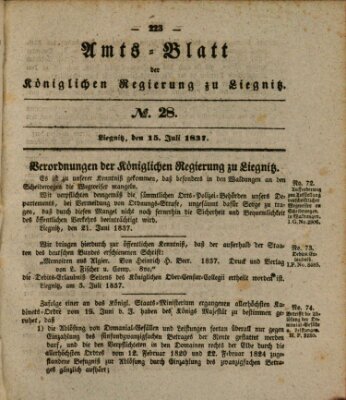 Amts-Blatt der Preußischen Regierung zu Liegnitz Samstag 15. Juli 1837