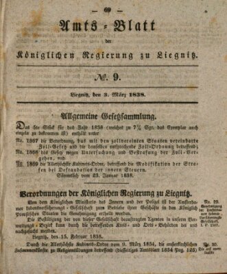 Amts-Blatt der Preußischen Regierung zu Liegnitz Samstag 3. März 1838