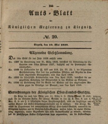 Amts-Blatt der Preußischen Regierung zu Liegnitz Samstag 19. Mai 1838