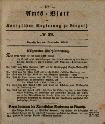 Amts-Blatt der Preußischen Regierung zu Liegnitz Samstag 22. September 1838
