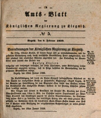Amts-Blatt der Preußischen Regierung zu Liegnitz Samstag 2. Februar 1839