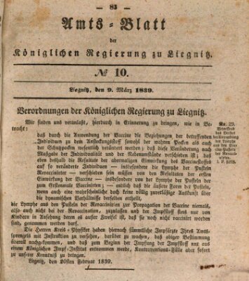 Amts-Blatt der Preußischen Regierung zu Liegnitz Samstag 9. März 1839