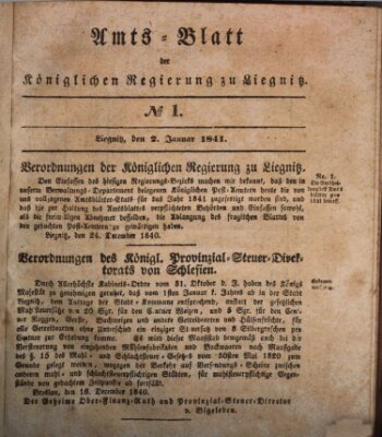 Amts-Blatt der Preußischen Regierung zu Liegnitz Samstag 2. Januar 1841